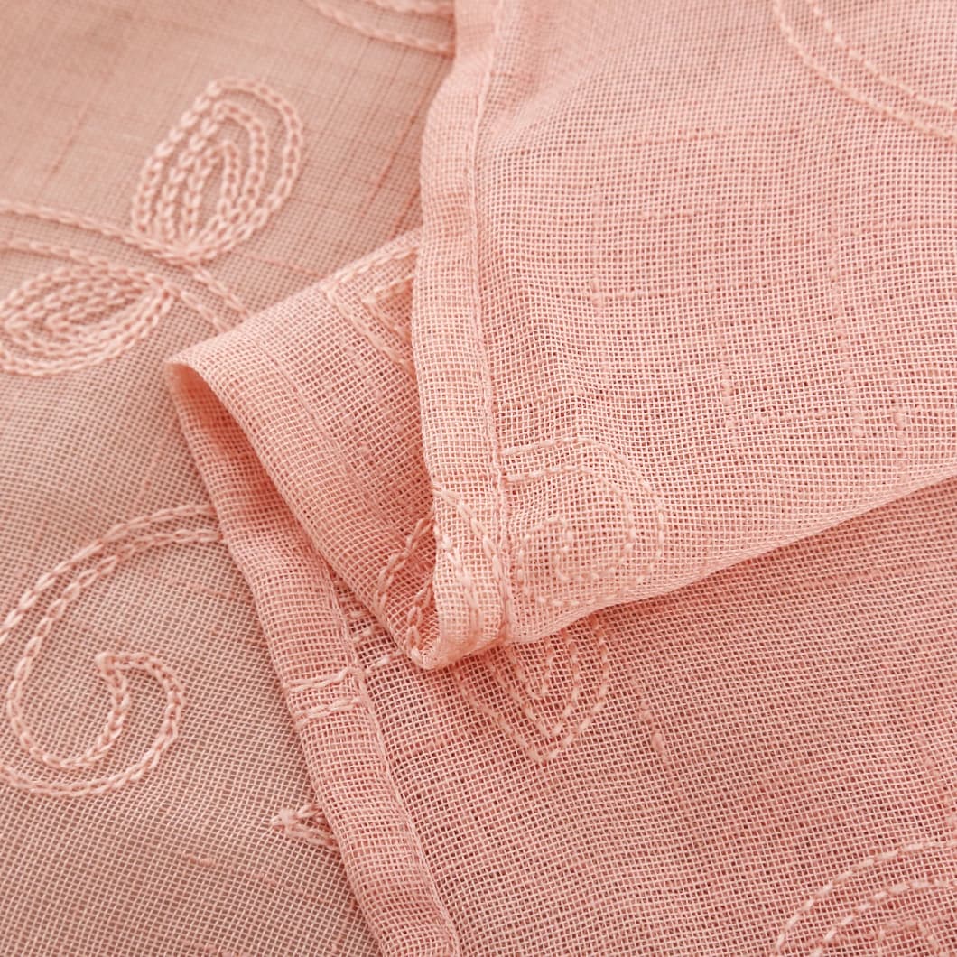 Elegant Embroidery Faux Linen Grommet Curtains 52x90 Blush (4 Panels)