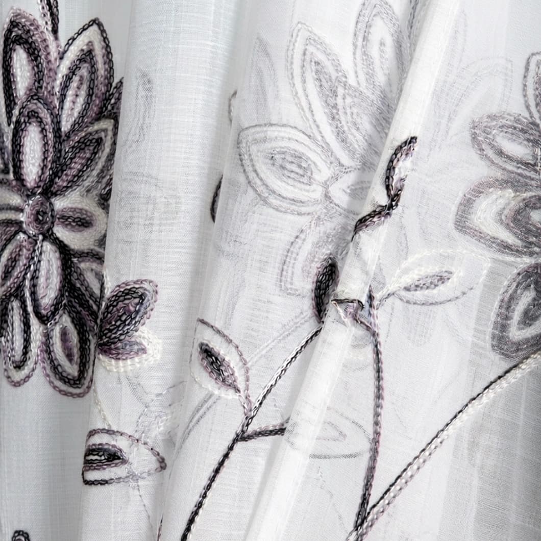 Embroidery Doli Sheer Rod Pocket Decorative Curtains 52x84 Inch 4 Panels