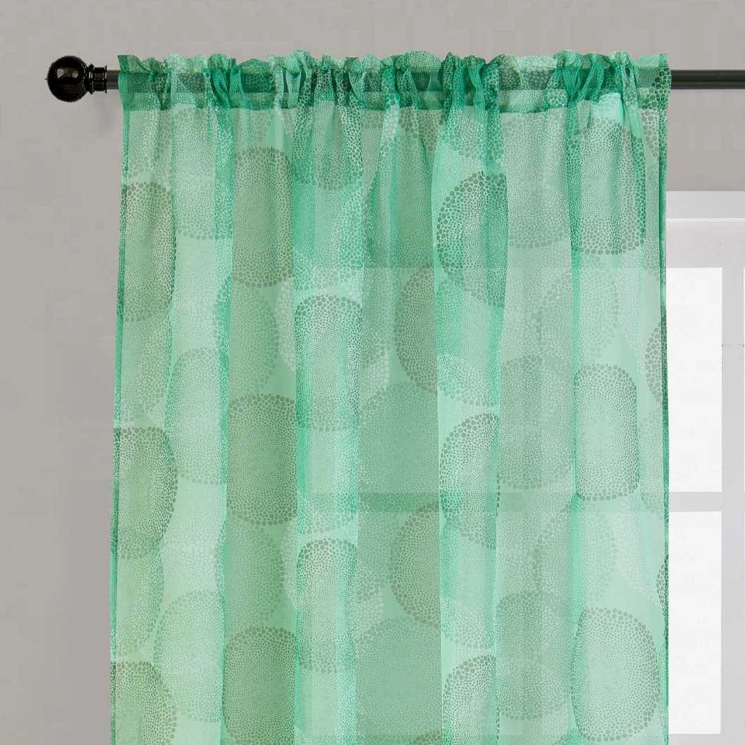 Voile Sheer Rod Pocket Kitchen Curtains 52x63 Green (4 Panels)