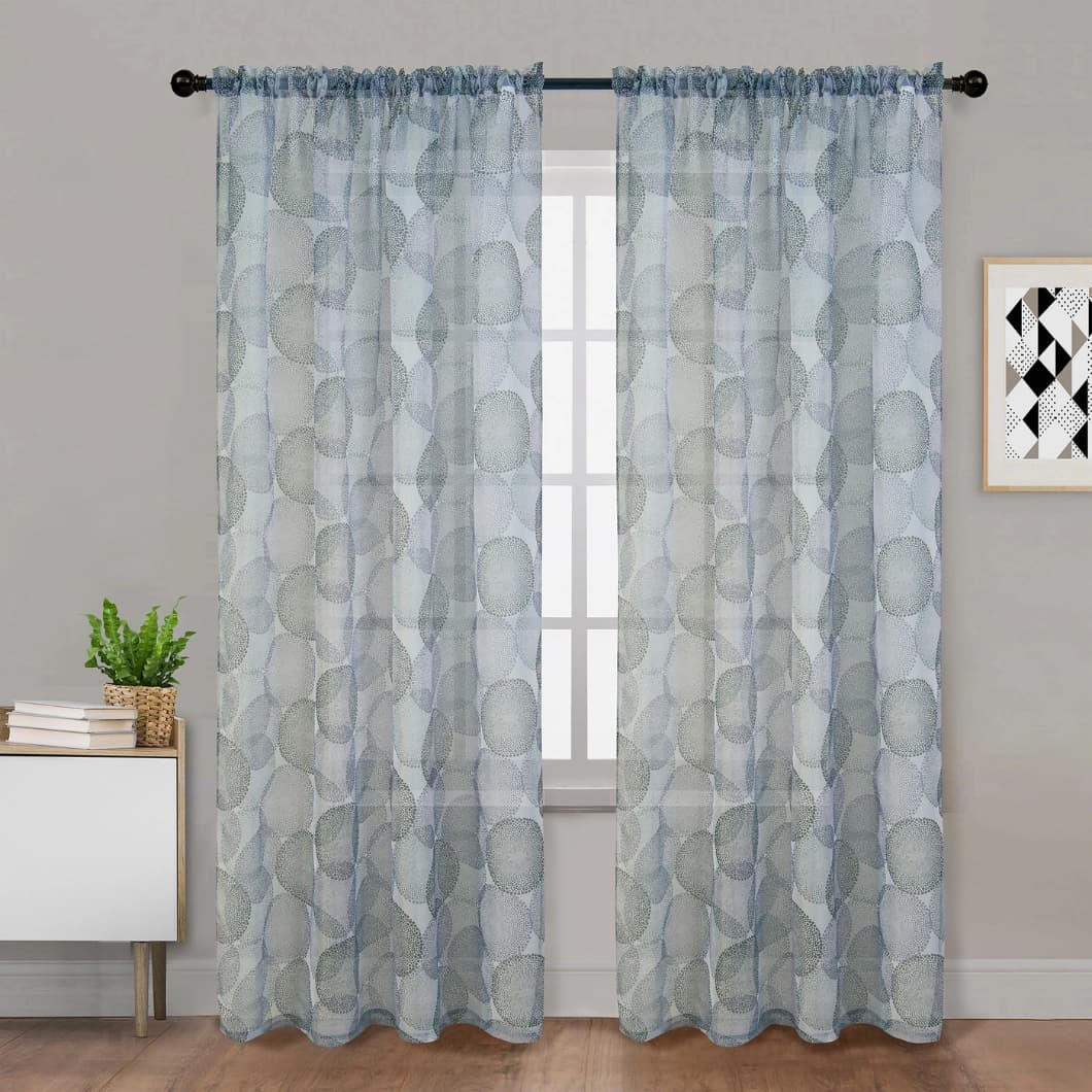 Voile Sheer Rod Pocket Curtains Silver 52x95 (4 Panels)