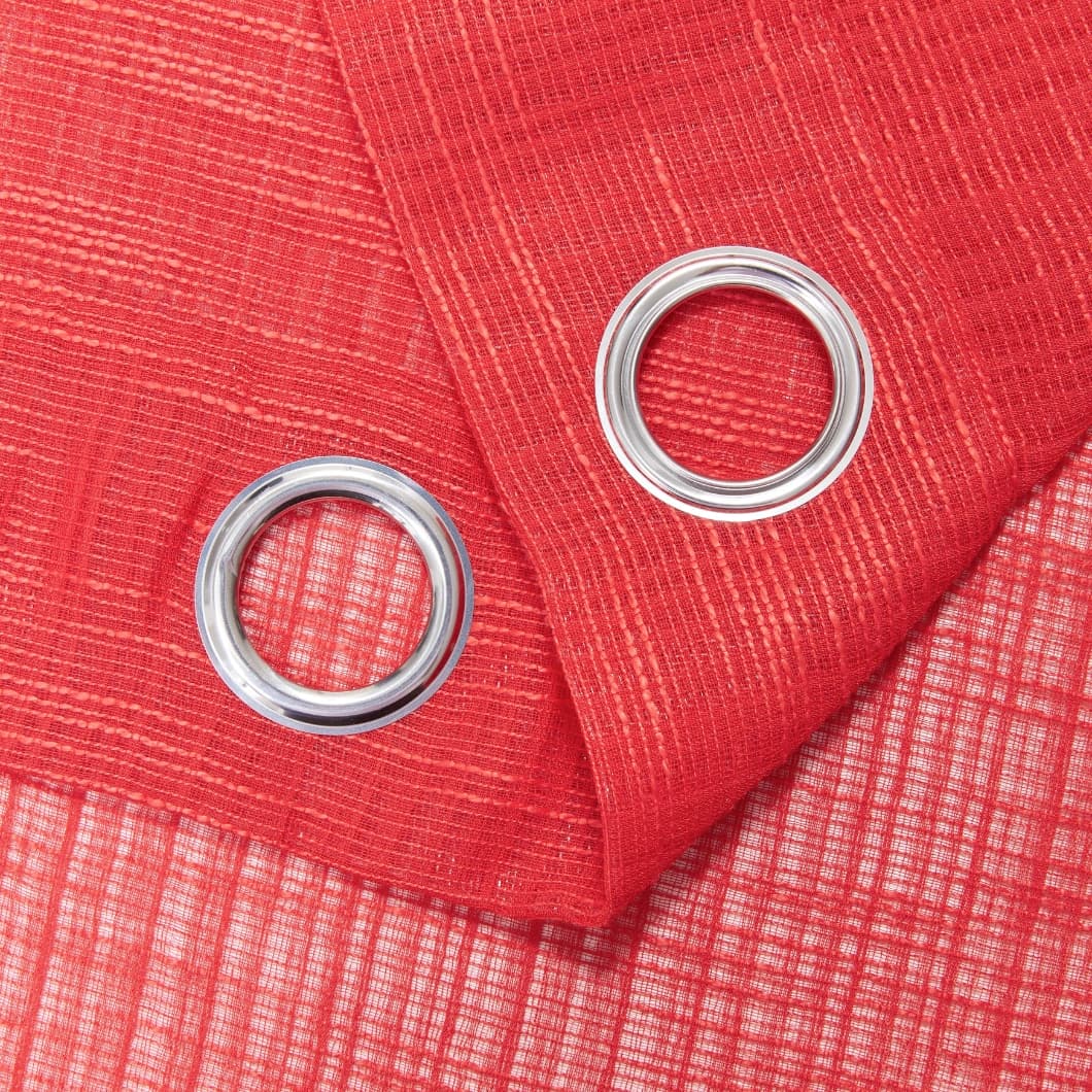 Bohemian Bamboo Gauze Semi Sheer Curtains 52x95 Grommet Red (1 pair)