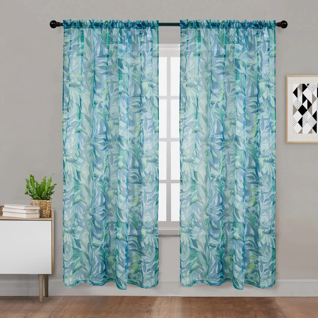 Voile Sheer Rod Pocket Curtains 52x84 Navy (4 Panels)