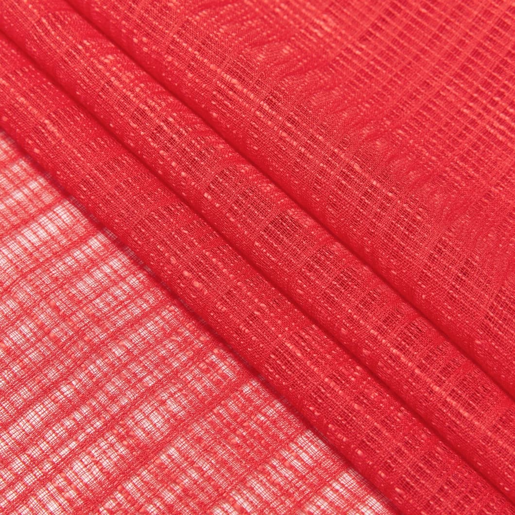 Bohemian Bamboo Gauze Semi Sheer Curtains 52x95 Grommet Red (1 pair)