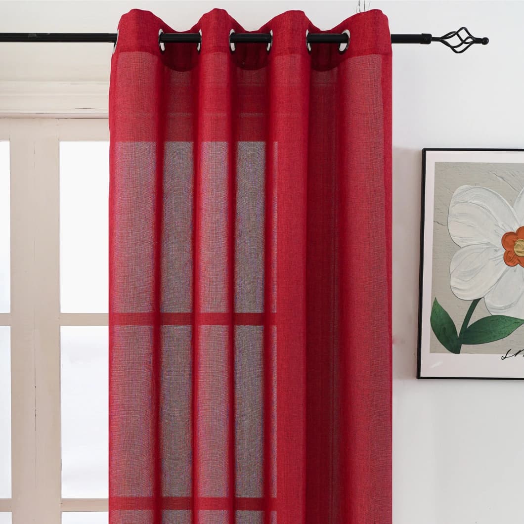 Solid Decorative Grommet Curtains 34x84 Inch – Burgundy 4 Panels