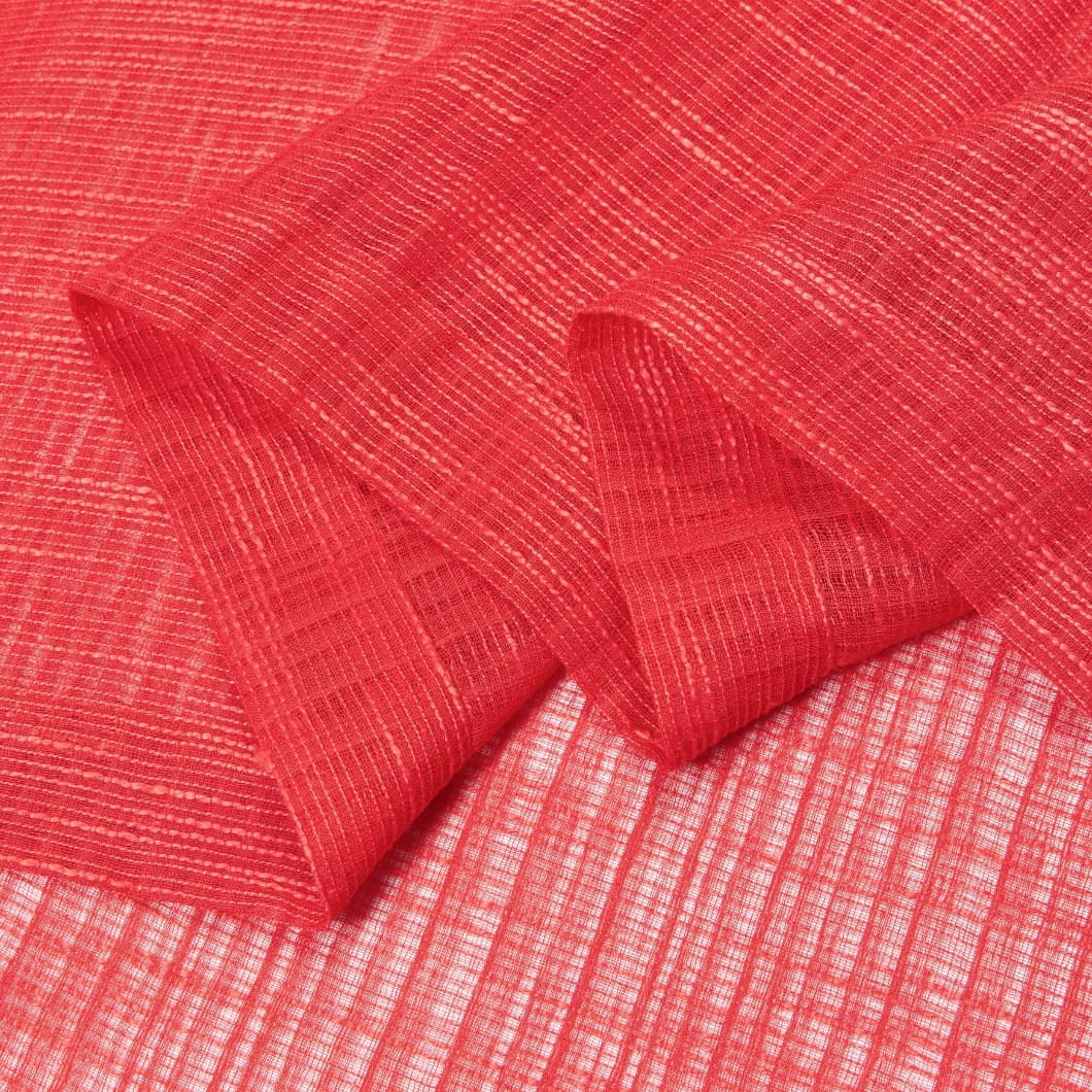 Bohemian Bamboo Gauze Semi Sheer Curtains 52x95 Grommet Red (1 pair)