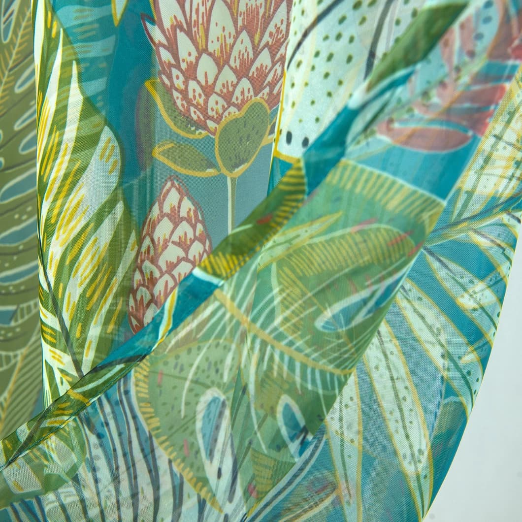 Voile Sheer Rod Pocket Kitchen Curtain 52x63 Teal (4 Panels)