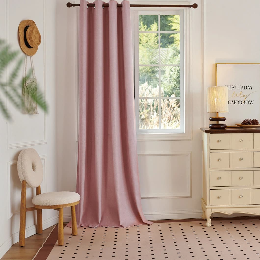 Blackout Grommet Chenille Curtains 52x95 Blush (1 Pair)