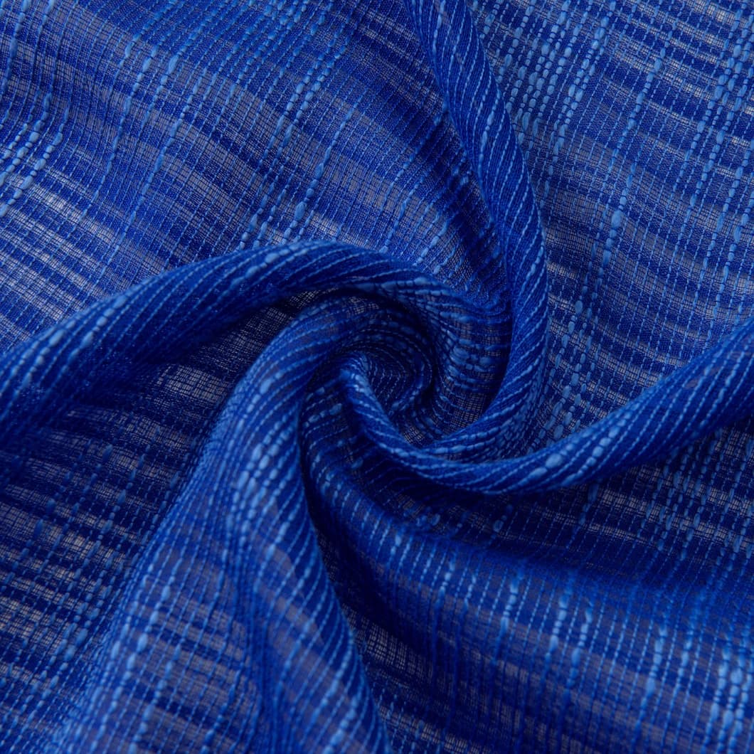 Bohemian Bamboo Gauze Semi Sheer Curtains 52x95 Grommet Navy Blue (1 pair)
