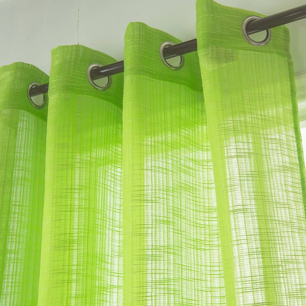 Bohemian Bamboo Gauze Semi Sheer Curtains 52x95 Grommet Lime Green (1 pair)