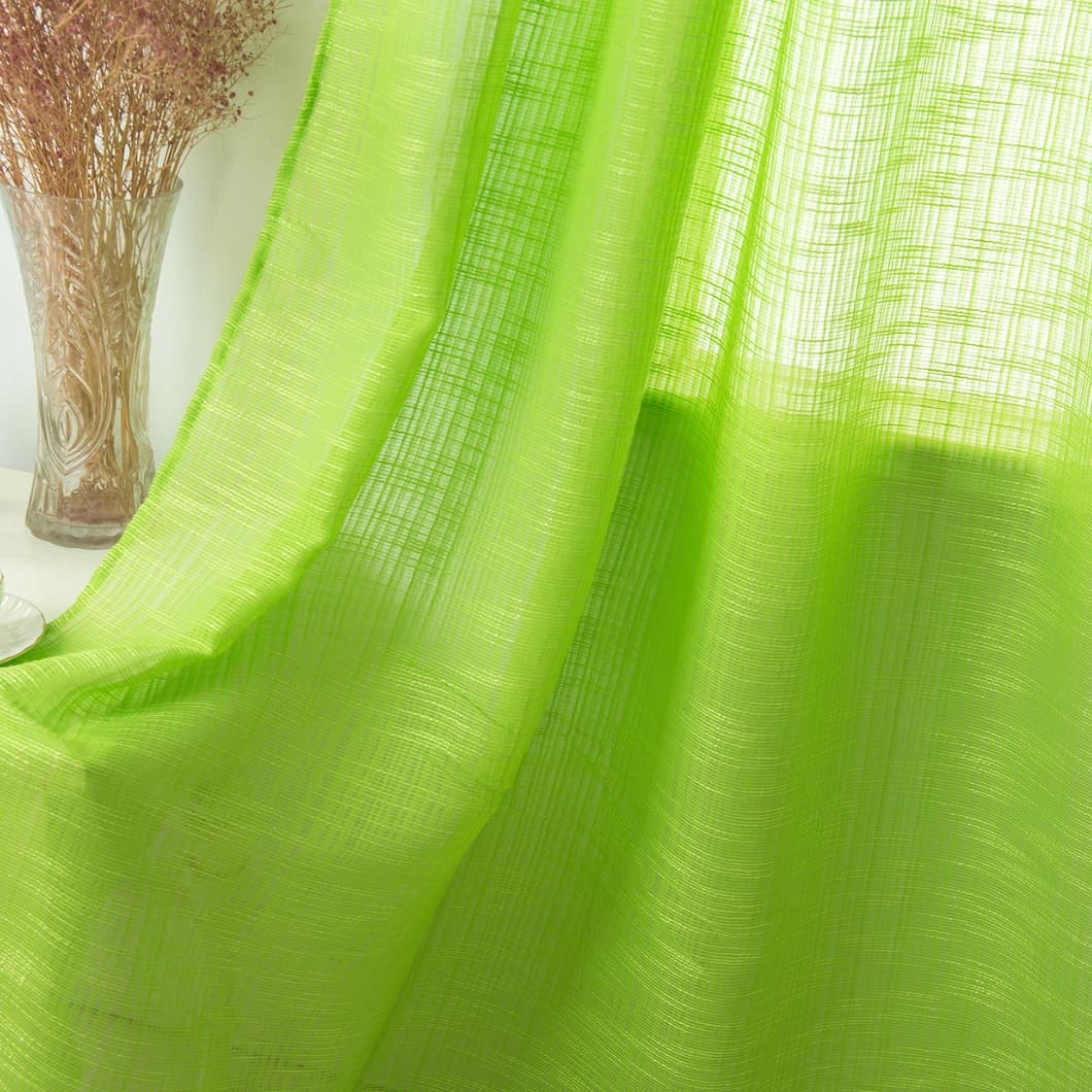 Bohemian Bamboo Gauze Semi Sheer Curtains 52x95 Grommet Lime Green (1 pair)