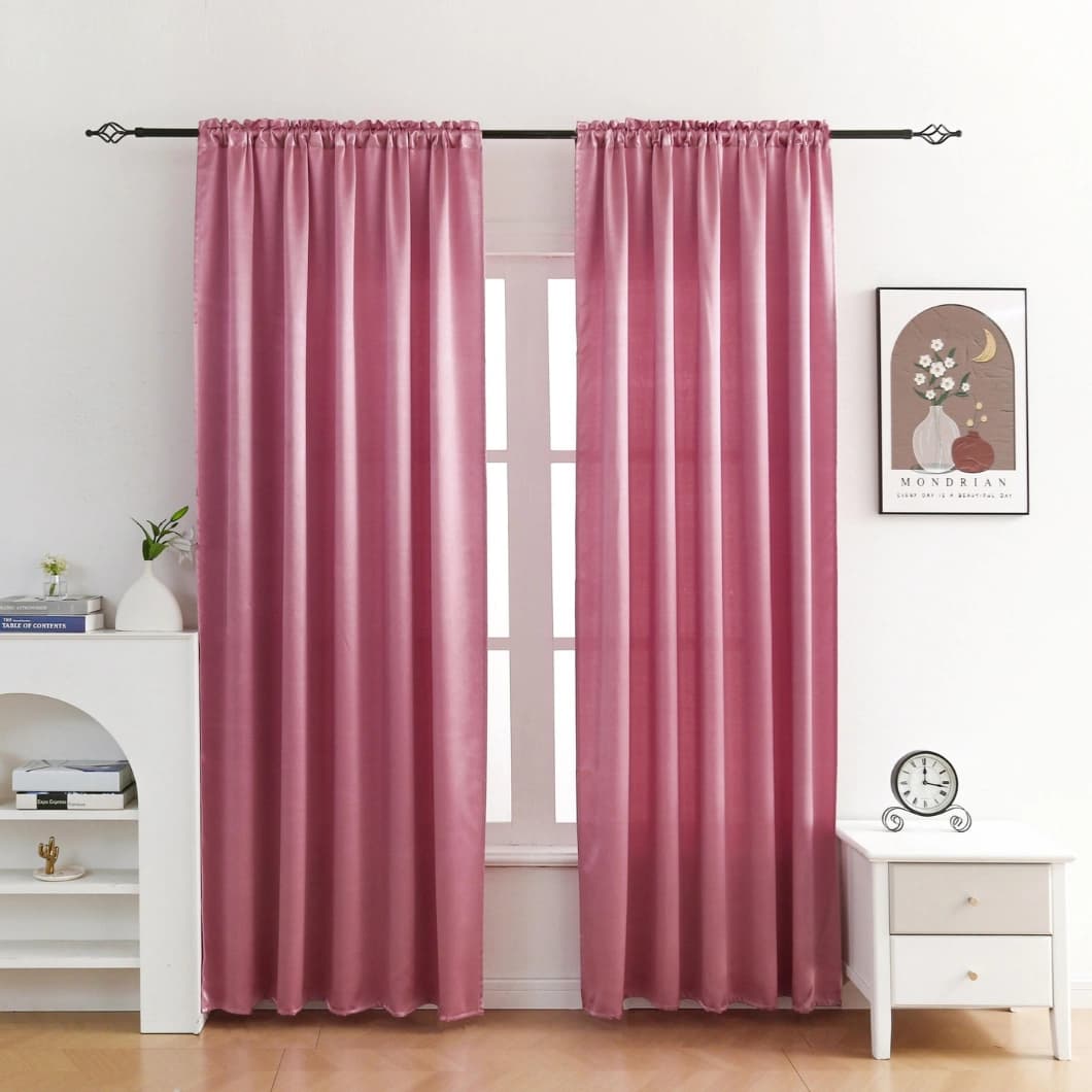 Heavy Crushed Sateen Rod Pocket Curtain 52x90 Dusty Rose (1 Pair)