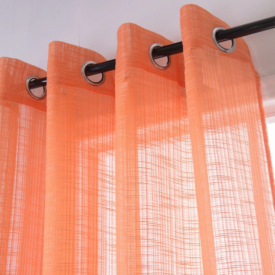 Bohemian Bamboo Gauze Semi Sheer Curtains 52x95 Grommet Peach (1 pair)