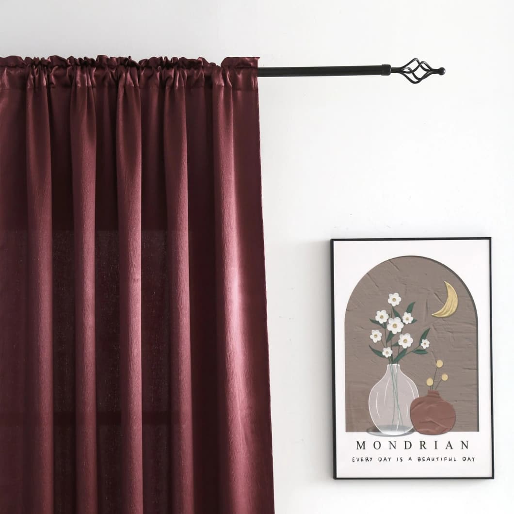 Heavy Crushed Sateen Blackout Rod Pocket Curtain 52x90 Burgundy (1 Pair)