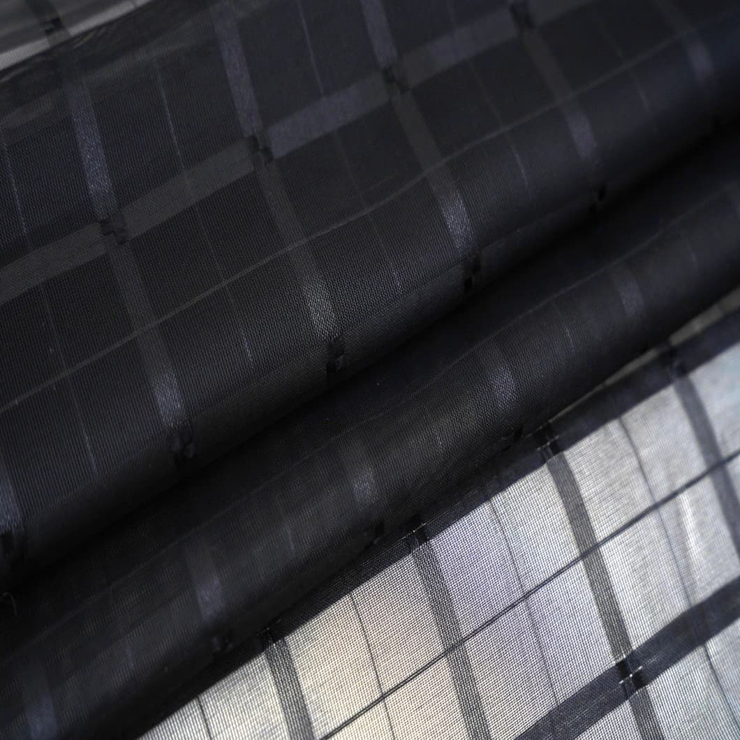 Plaid Voile Sheer Rod Pocket Curtains 52x84 Black (4 Panels)