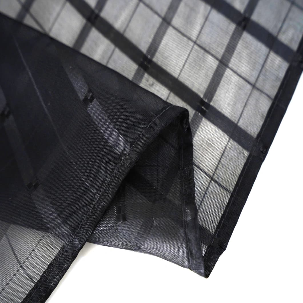 Plaid Voile Sheer Rod Pocket Curtains 52x84 Black (4 Panels)
