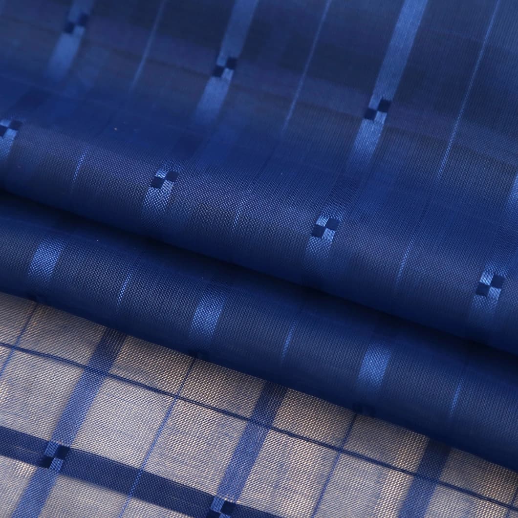 Plaid Voile Sheer Rod Pocket Curtains 52x84 Royal Blue (4 Panels)