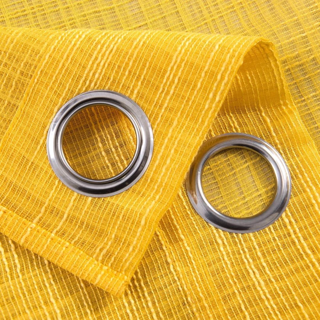 Bohemian Bamboo Gauze Semi Sheer Curtains 52x95 Grommet Yellow (1 pair)