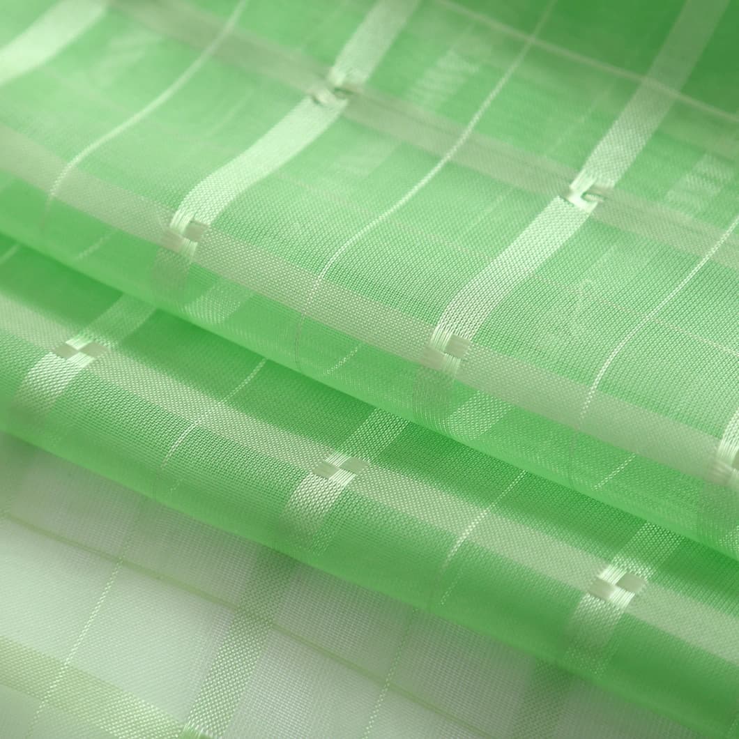 Plaid Voile Rod Pocket Sheer Curtains 52x84 Lime Green (4 Panels)