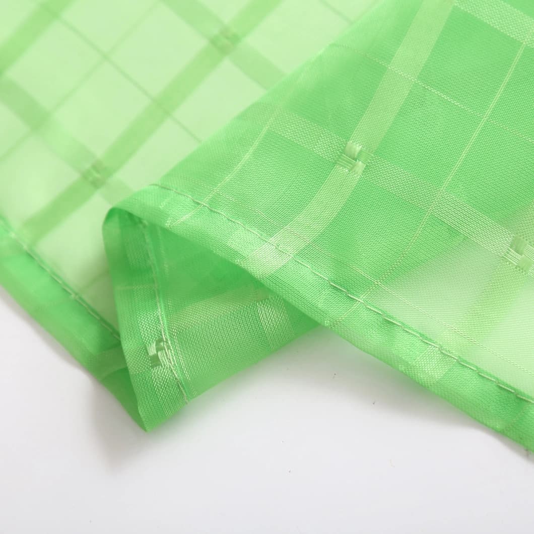 Plaid Voile Rod Pocket Sheer Curtains 52x84 Lime Green (4 Panels)