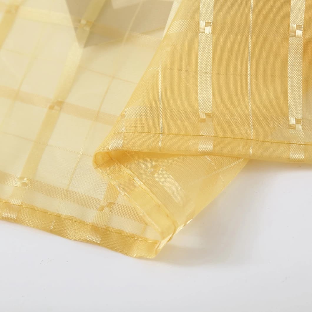 Plaid Voile Sheer Rod Pocket Curtains 52x84 Mustard (4 Panels)
