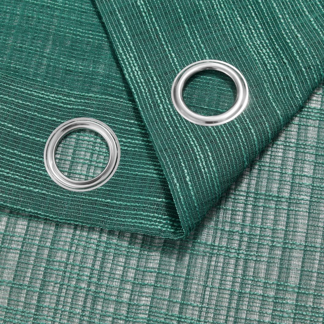 Bohemian Bamboo Gauze Semi Sheer Curtains 52x95 Grommet Hunter Green (1 pair)