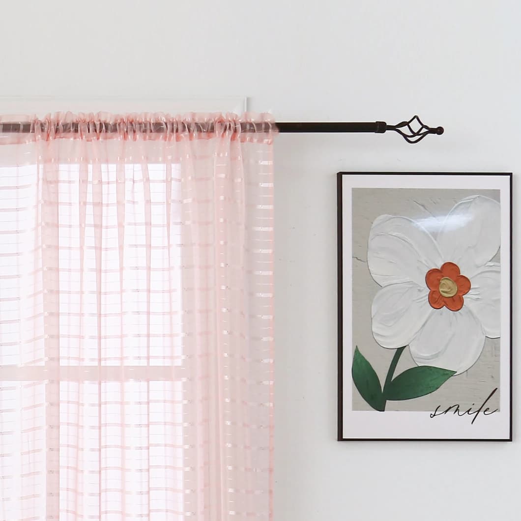 Plaid Voile Rod Pocket Sheer Curtains 52x84 Blush (4 Panels)