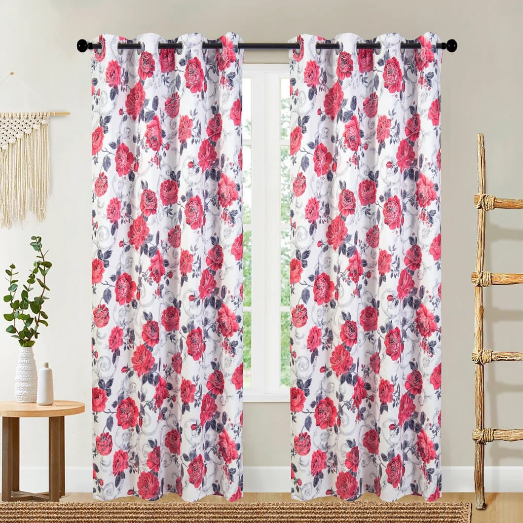 Curtain Club Metallic Printed Blackout Grommet Curtains 52x84 Red (1 Pair)