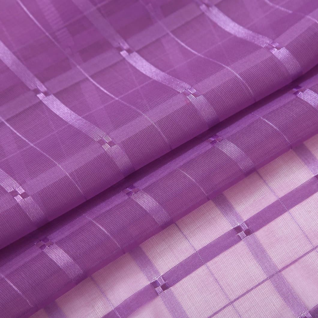 Plaid Voile Sheer Rod Pocket Curtains 52x84 Purple (4 Panels)