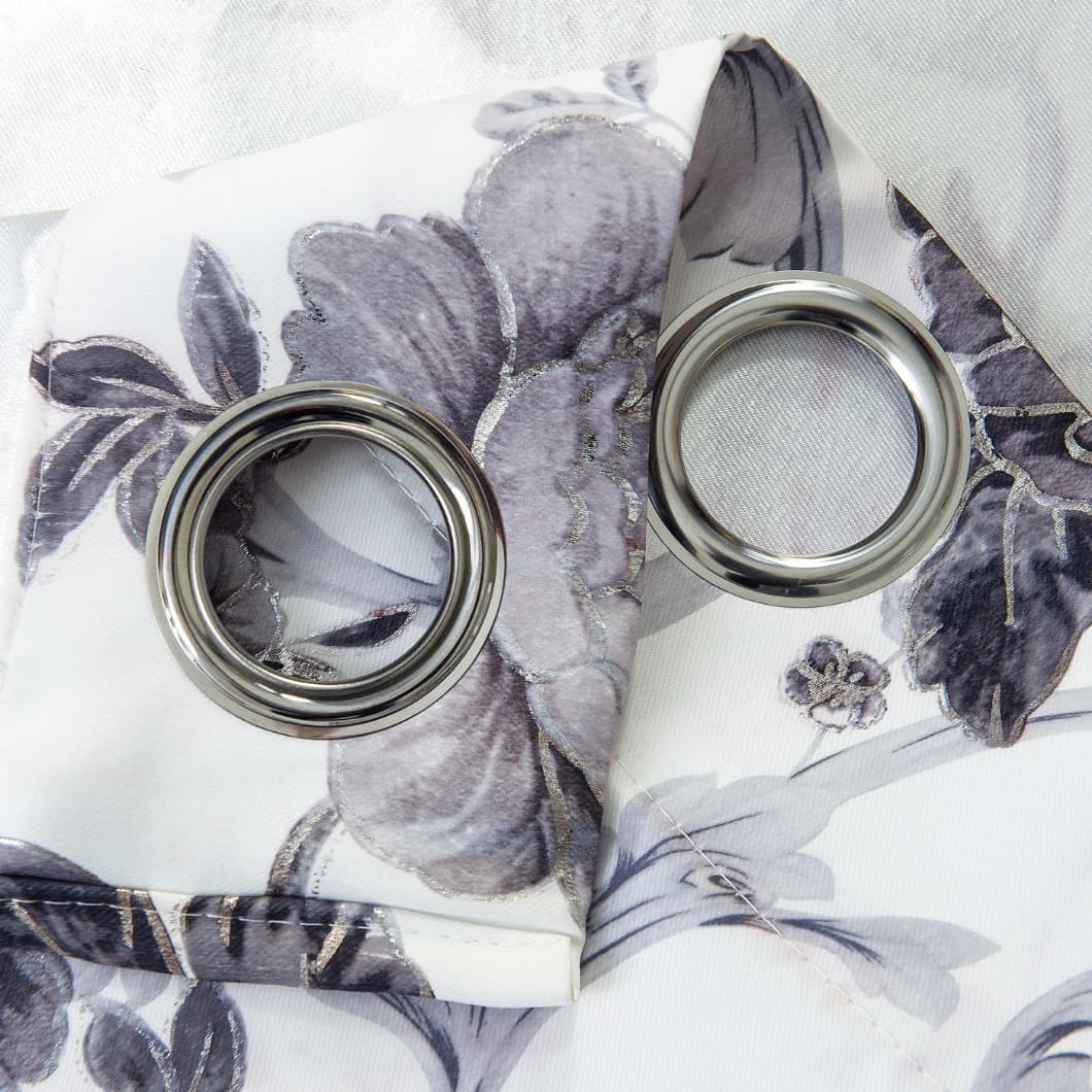 Curtain Club Metallic Printed Blackout Grommet Curtains 52x84 Grey (1 Pair)