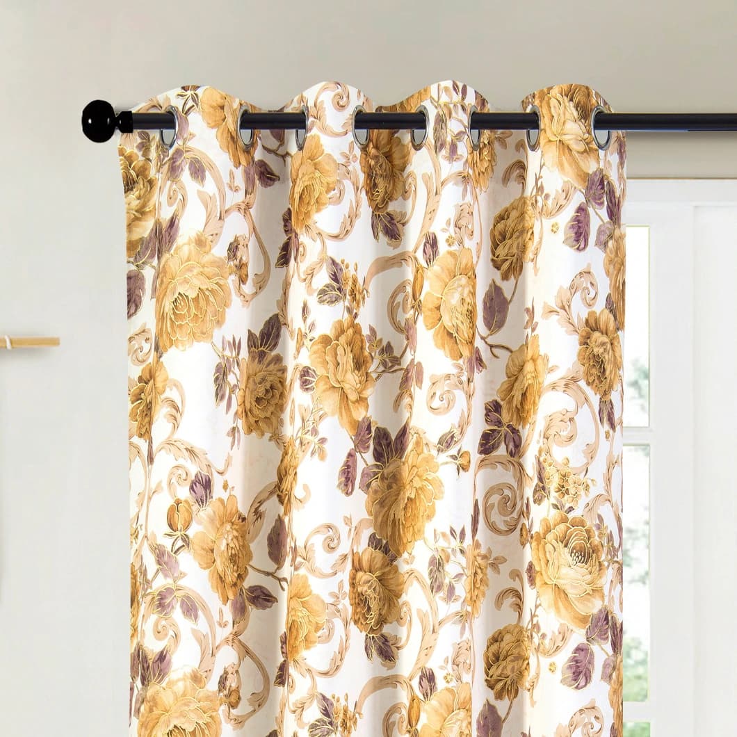 Curtain Club Metallic Printed Blackout Grommet Curtains 52x84 Gold (1 Pair)