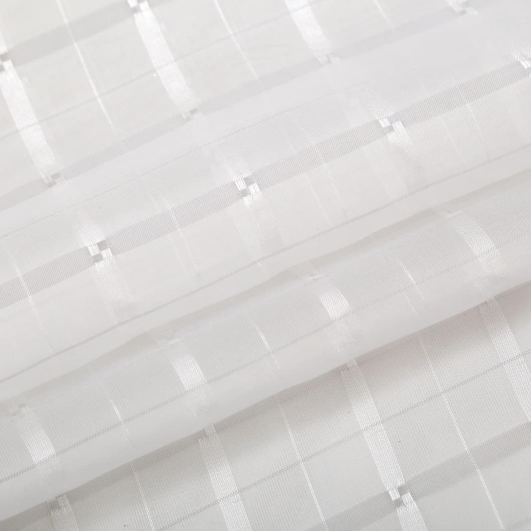 Plaid Voile Rod Pocket Sheer Curtains 52x84 White (4 Panels)
