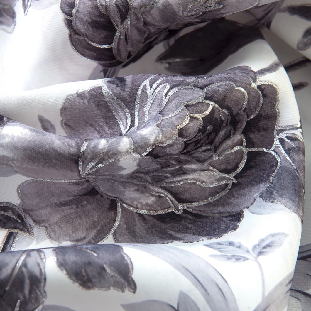 Curtain Club Metallic Printed Blackout Grommet Curtains 52x84 Grey (1 Pair)