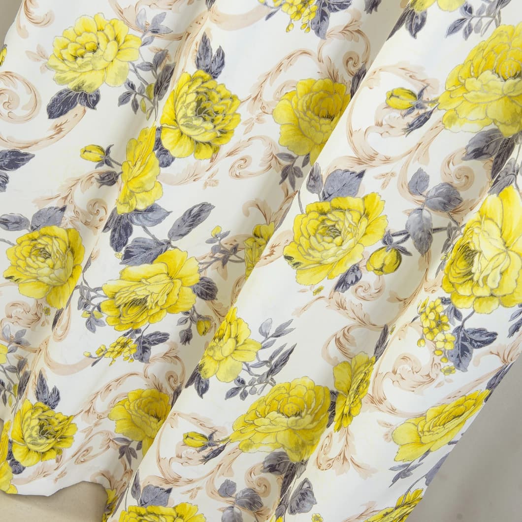 Curtain Club Metallic Printed Blackout Grommet Curtains 52x84 Yellow(1 Pair)
