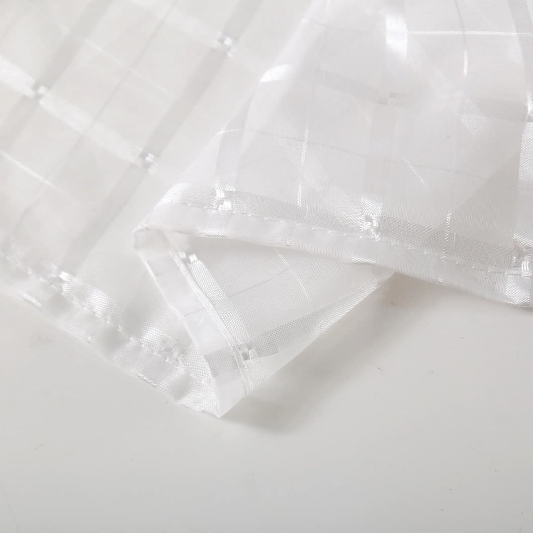 Plaid Voile Rod Pocket Sheer Curtains 52x84 White (4 Panels)
