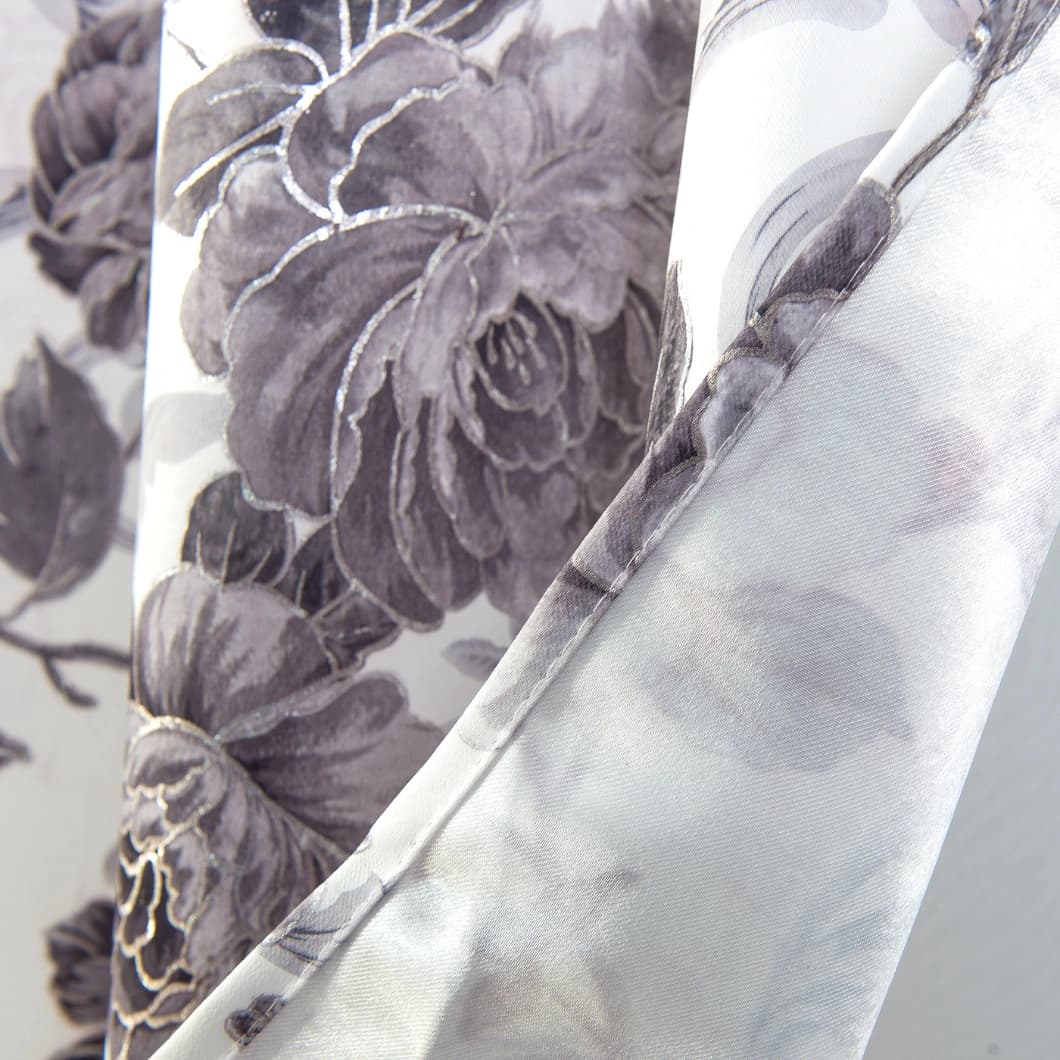 Curtain Club Metallic Printed Blackout Grommet Curtains 52x84 Grey (1 Pair)