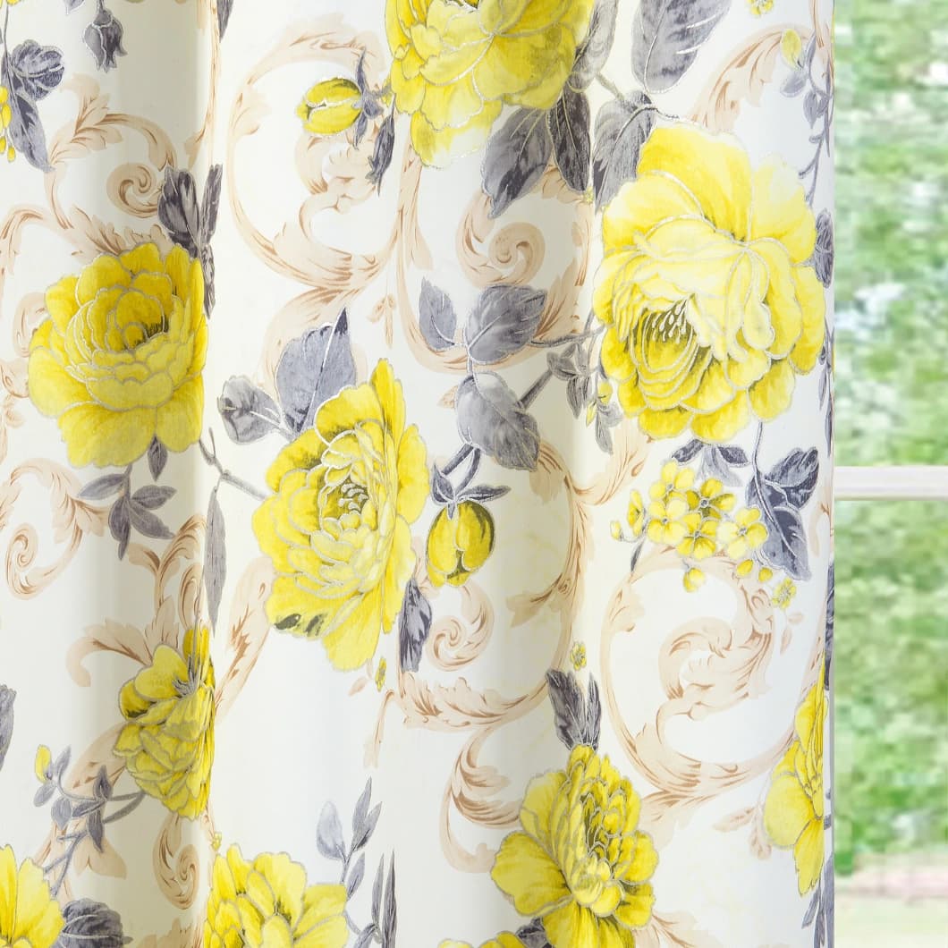 Curtain Club Metallic Printed Blackout Grommet Curtains 52x84 Yellow(1 Pair)
