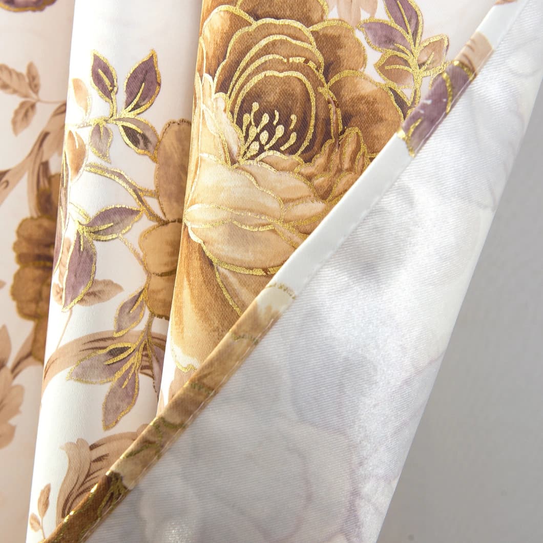 Curtain Club Metallic Printed Blackout Grommet Curtains 52x84 Gold (1 Pair)
