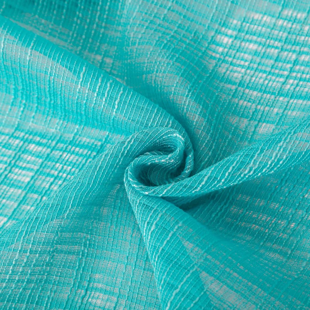 Bohemian Bamboo Gauze Semi Sheer Curtains 52x95 Grommet Turquoise (1 pair)