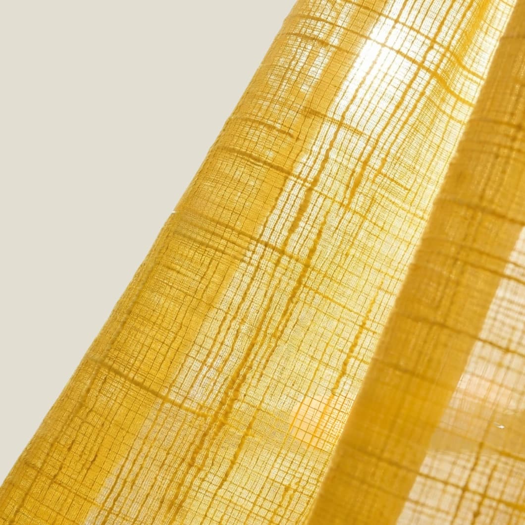Bohemian Bamboo Gauze Semi Sheer Curtains 52x63 Grommet Yellow (1 pair)