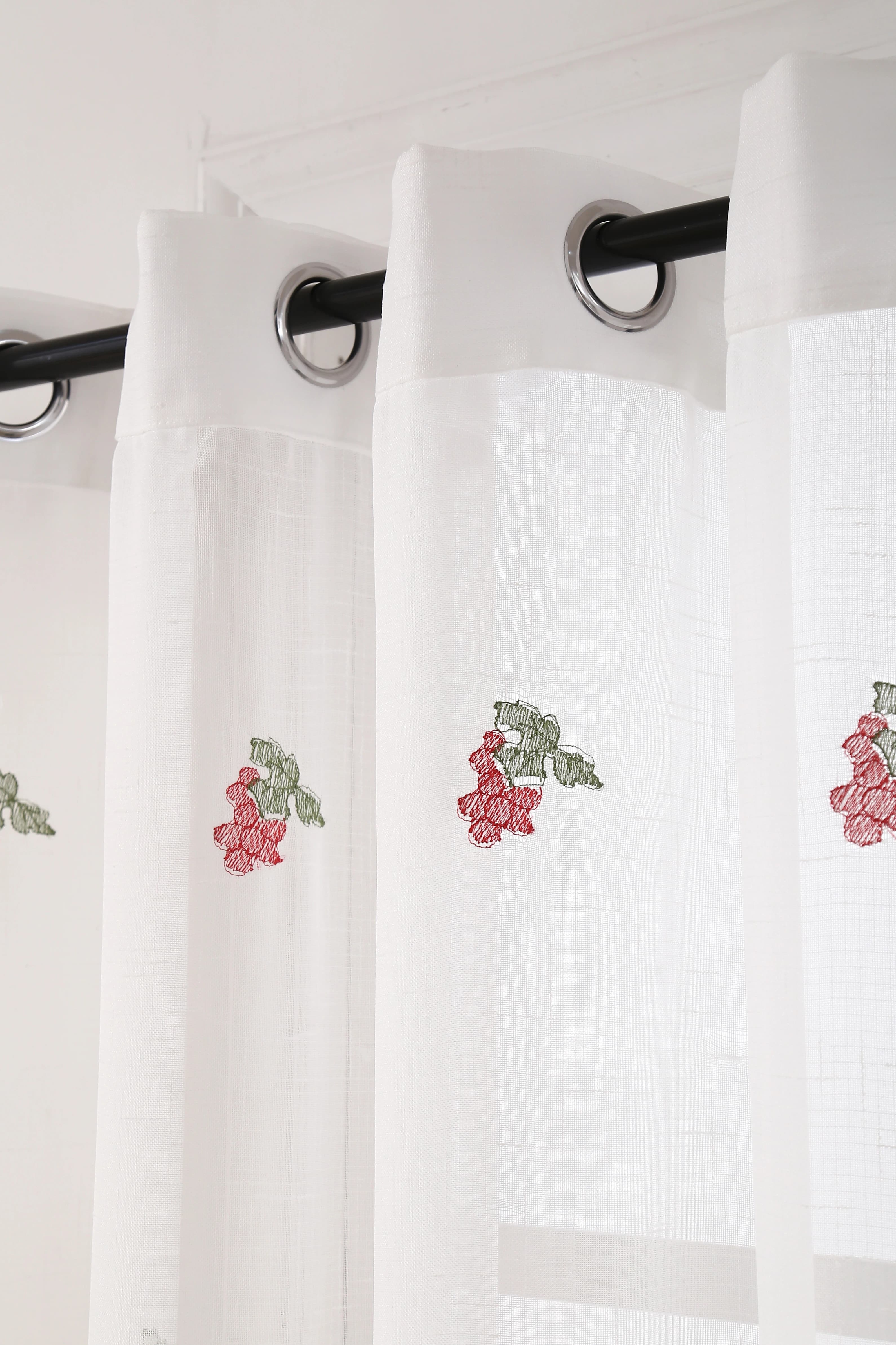 Macrame Embroidery Faux Linen Kitchen Curtains 52x60 Grommet Grapes (1 pair)