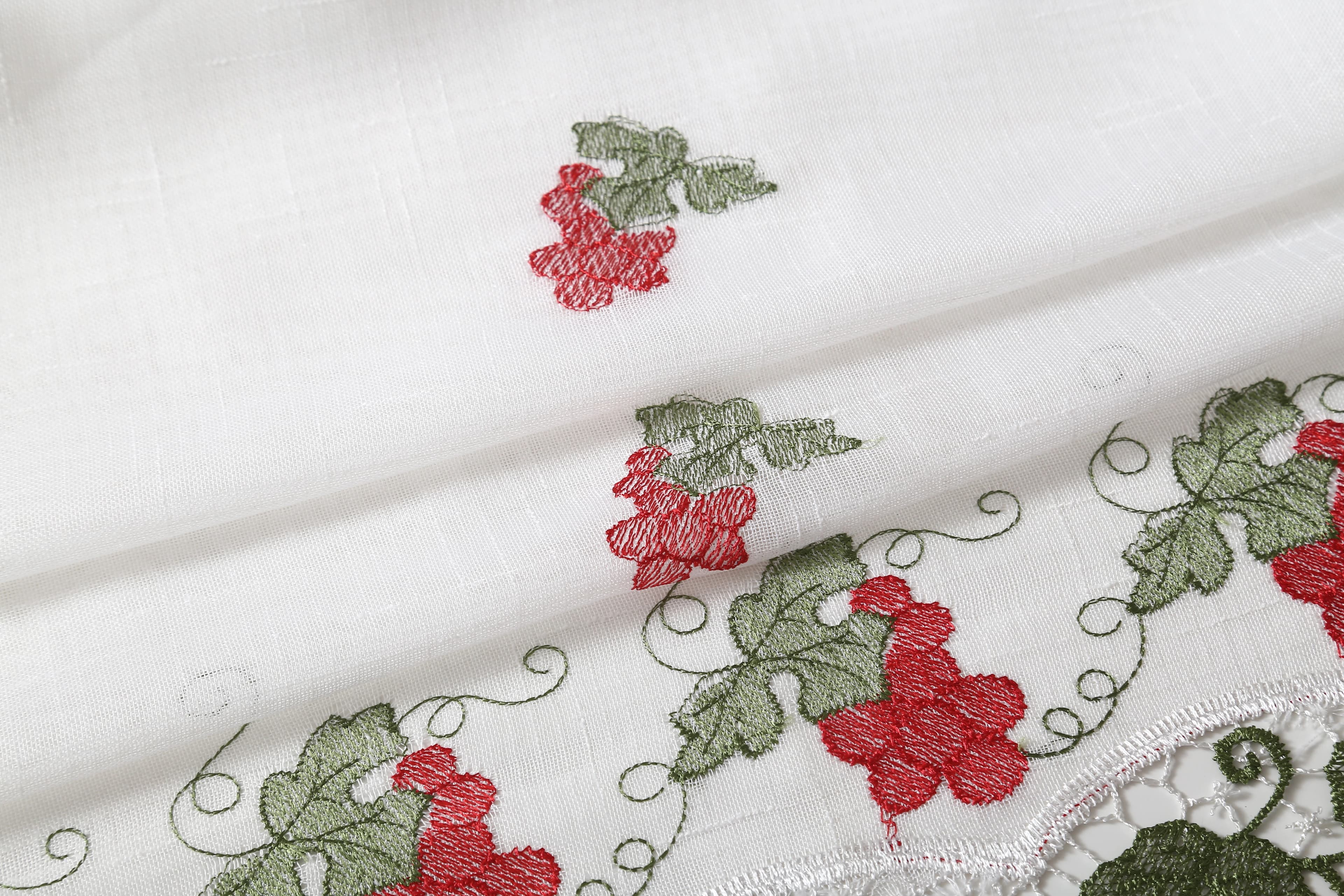 Macrame Embroidery Faux Linen Kitchen Curtains 52x60 Grommet Grapes (1 pair)