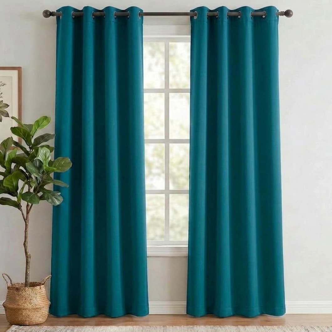 Curtain Club Solid Blackout Grommet Curtains 52x84 Teal (1 Pair)